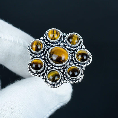 Golden Brown Tiger Eye Sterling Silver Ring