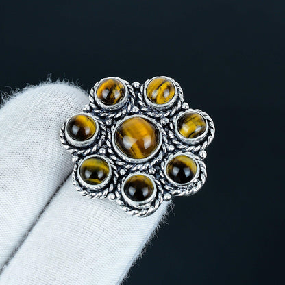 Golden Brown Tiger Eye Sterling Silver Ring