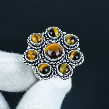 Golden Brown Tiger Eye Sterling Silver Ring