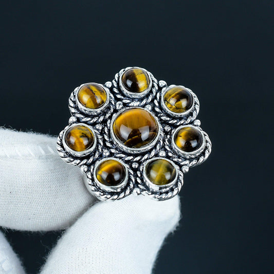Golden Brown Tiger Eye Sterling Silver Ring