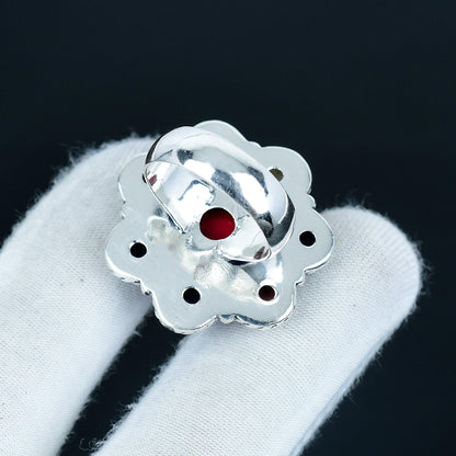 Red Coral Lapis Lazuli & Pearl Gemstone Ring