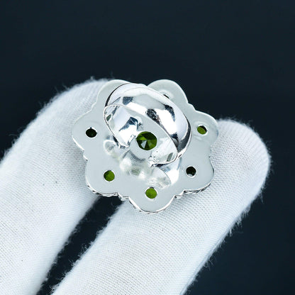 Green Peridot Sterling Silver Ring