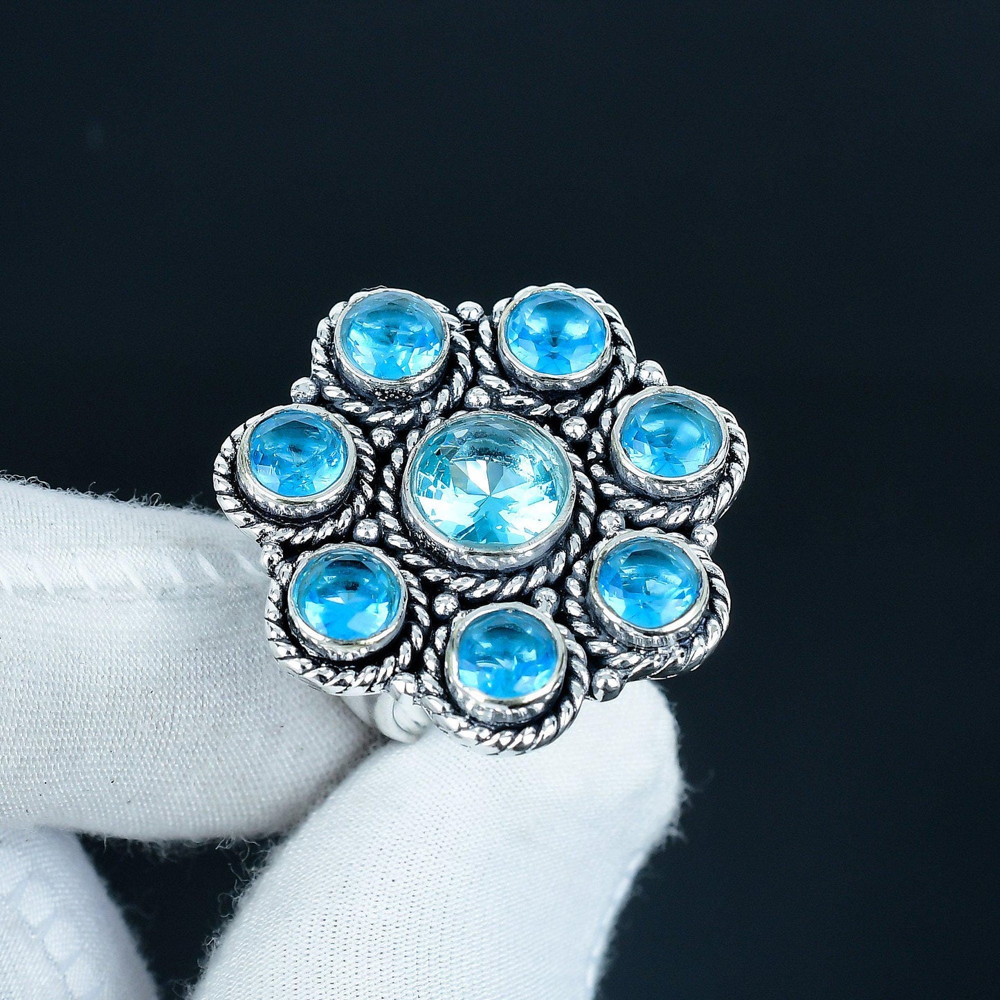 Blue Topaz Sterling Silver Gemstone Ring