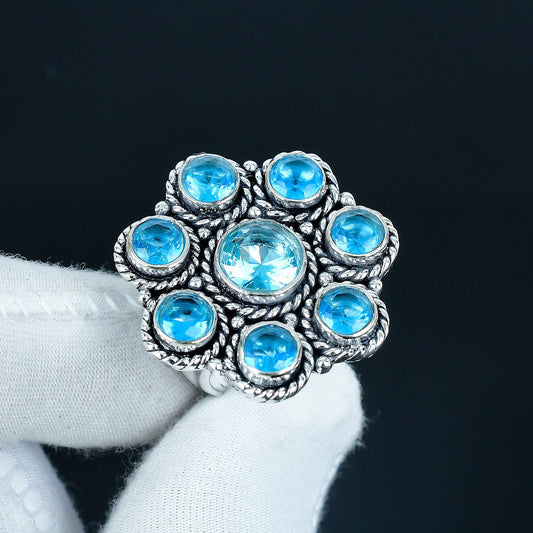 Blue Topaz Sterling Silver Gemstone Ring