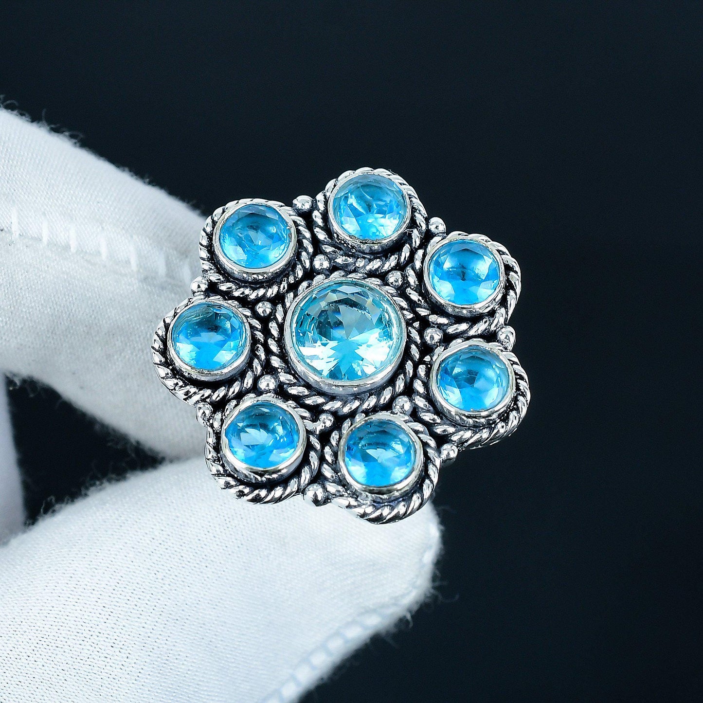 Blue Topaz Sterling Silver Gemstone Ring