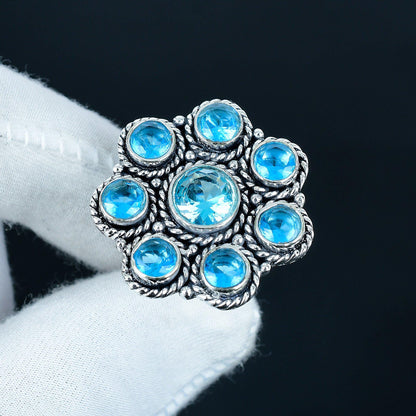 Blue Topaz Sterling Silver Gemstone Ring