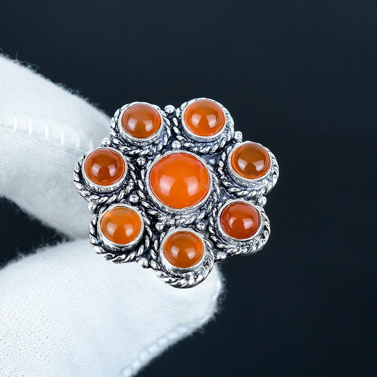 Orange Carnelian Sterling Silver Ring