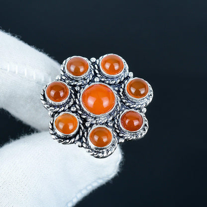 Orange Carnelian Sterling Silver Ring