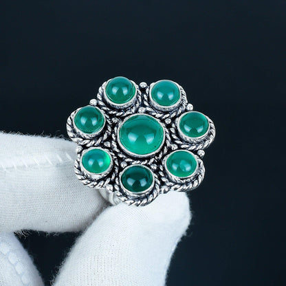 Green Onyx Sterling Silver Ring