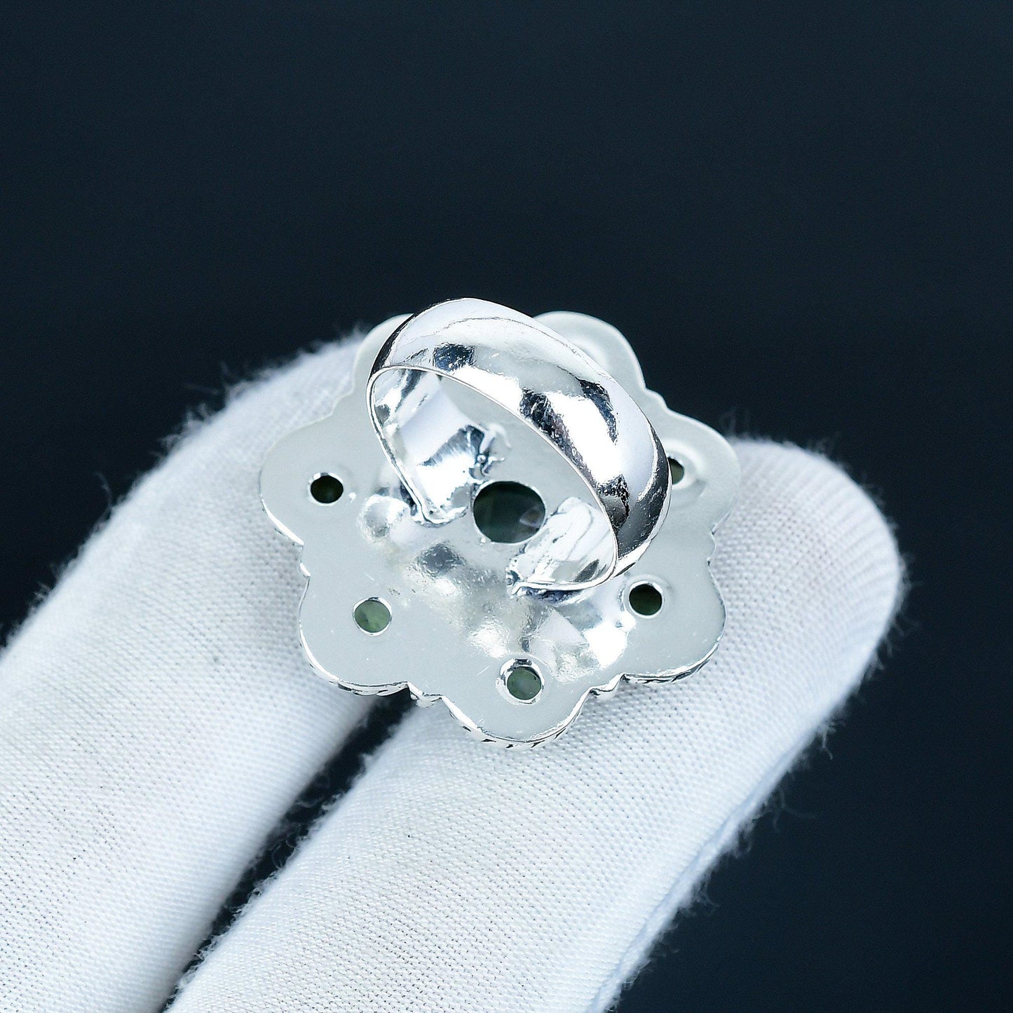Green Prehnite & Peridot Silver Birthstone Ring
