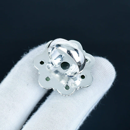 Green Prehnite & Peridot Silver Birthstone Ring