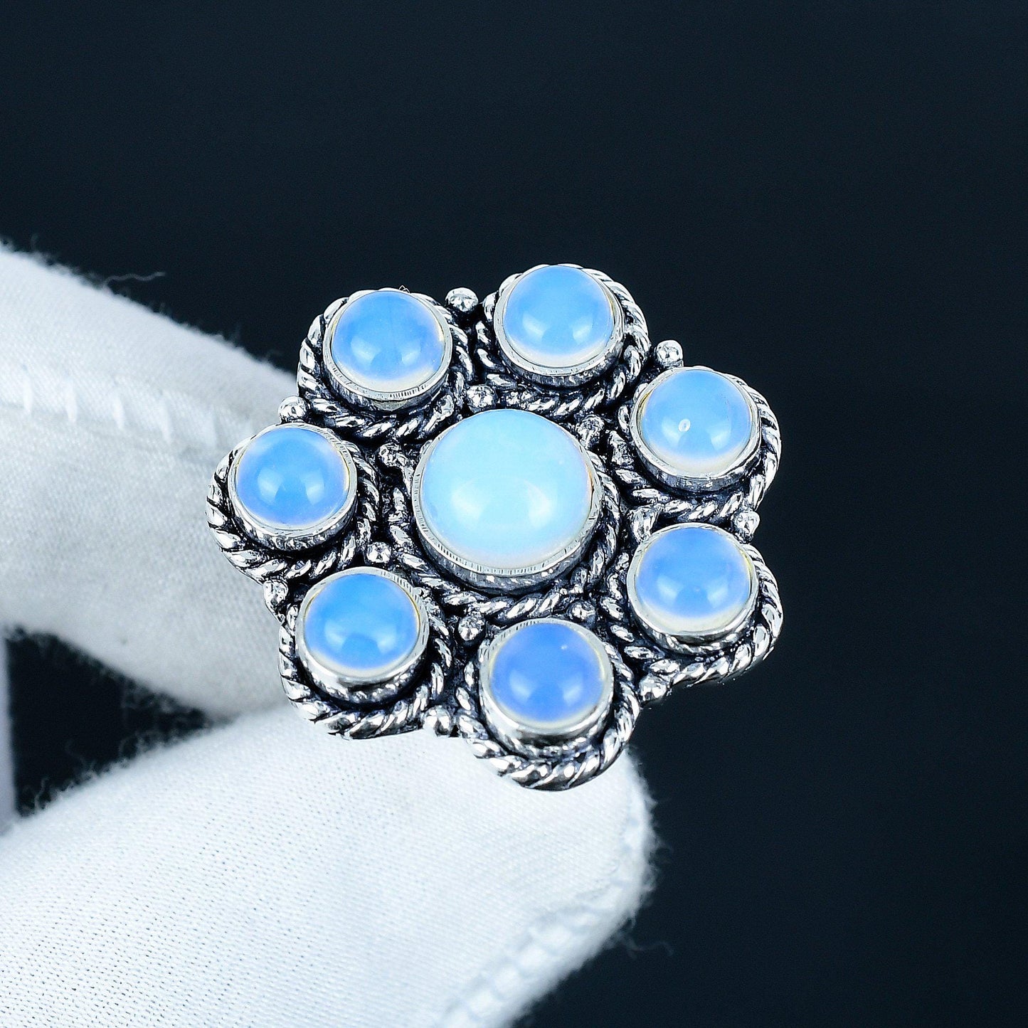 Milky White Opal Gemstone Ring