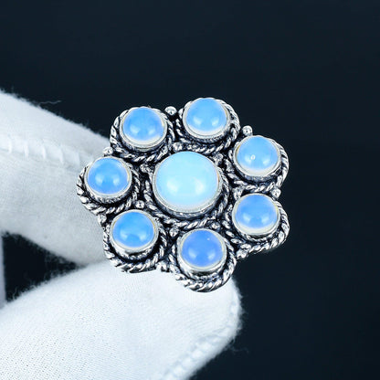 Milky White Opal Gemstone Ring