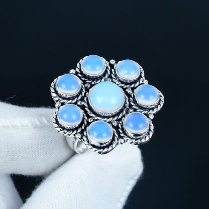 Milky White Opal Gemstone Ring