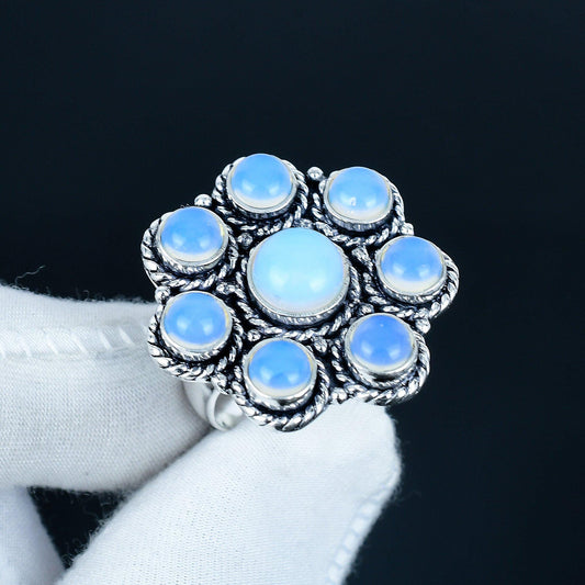 Milky White Opal Gemstone Ring