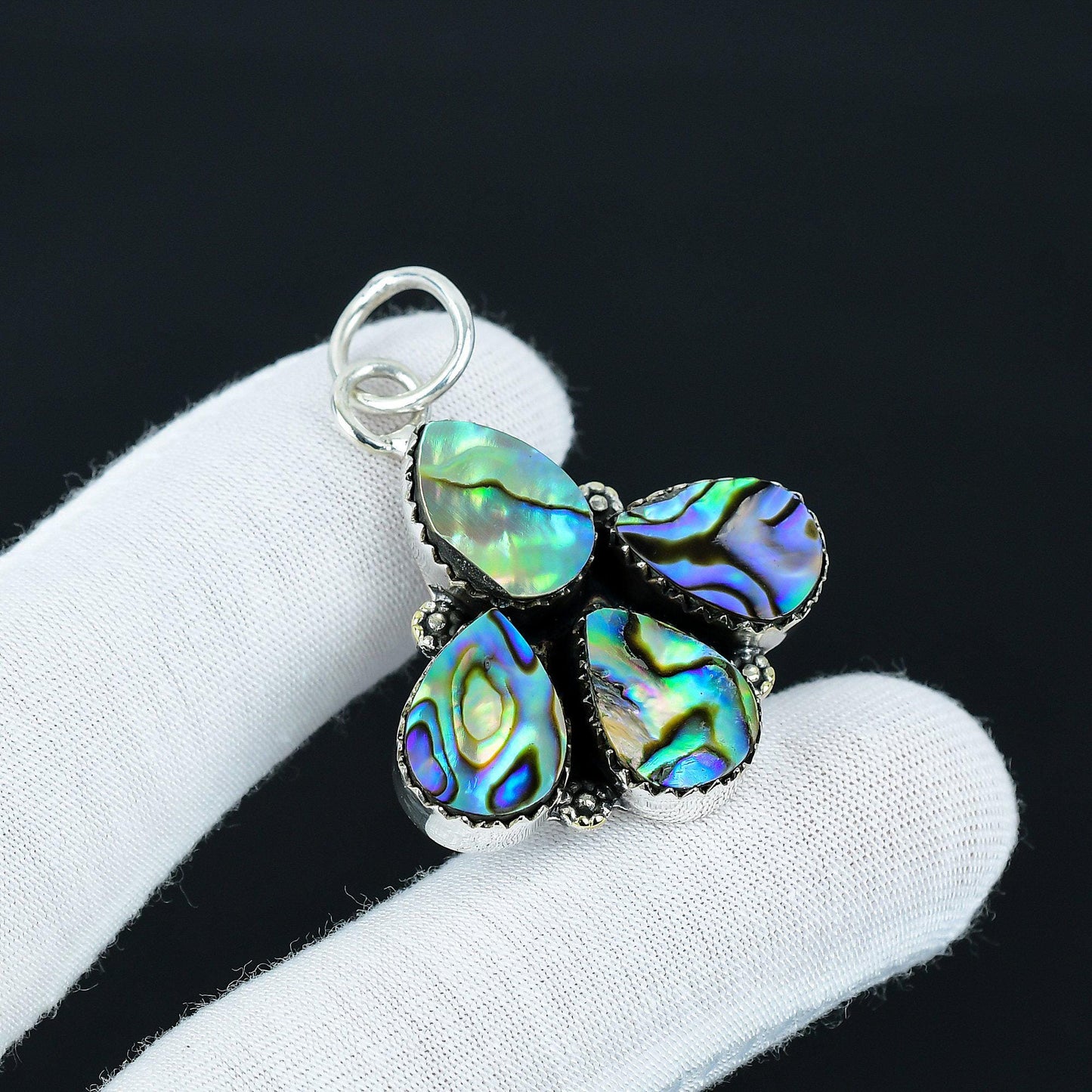 Iridescent Abalone Shell Teardrop Pendant