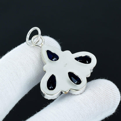 Blue Sapphire Sterling Silver Teardrop Pendant