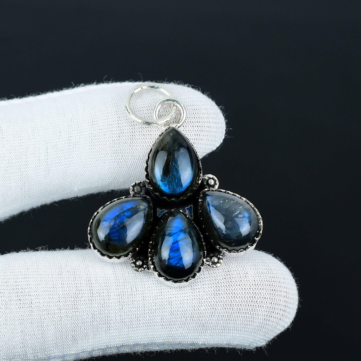 Blue Flash Labradorite Teardrop Pendant
