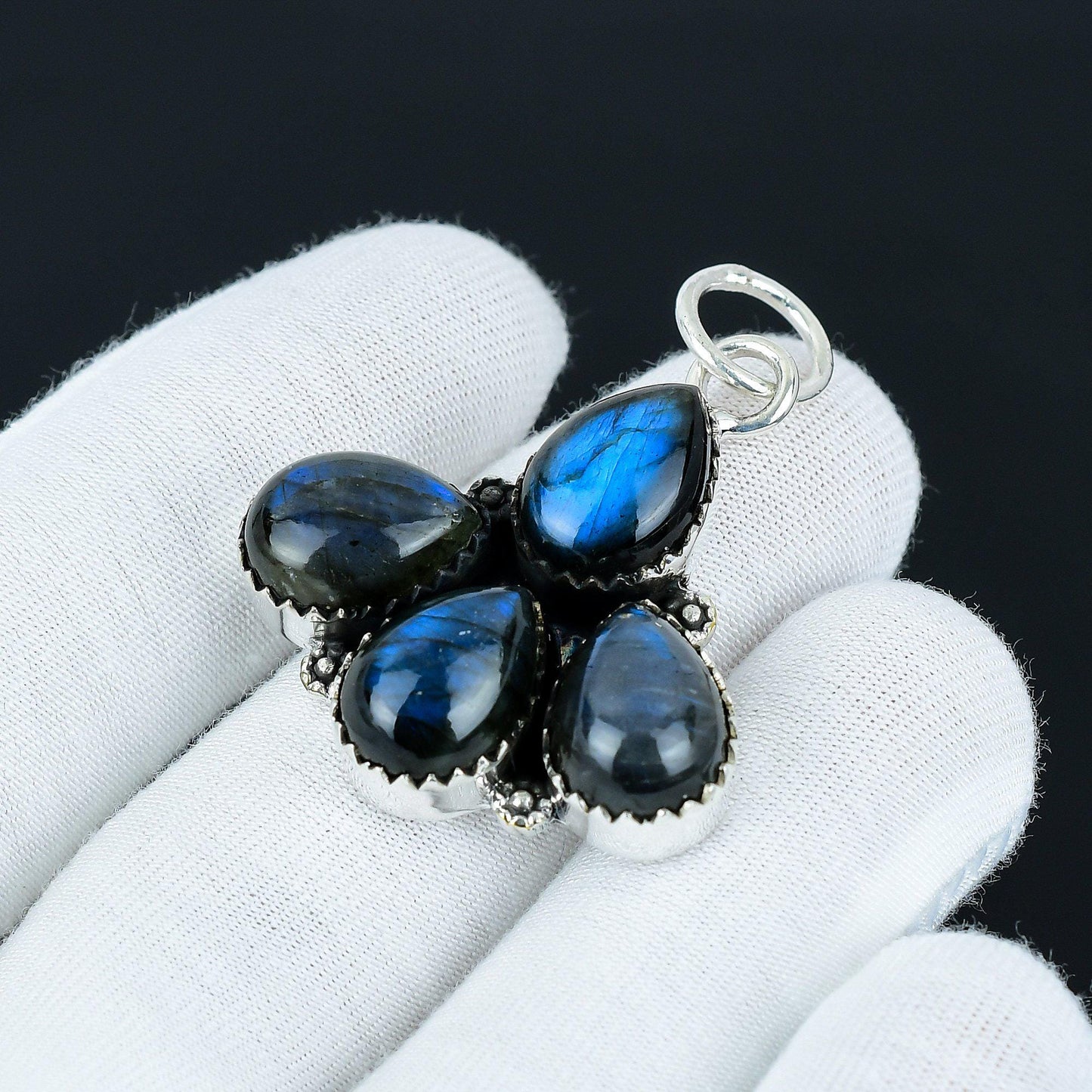Blue Flash Labradorite Teardrop Pendant