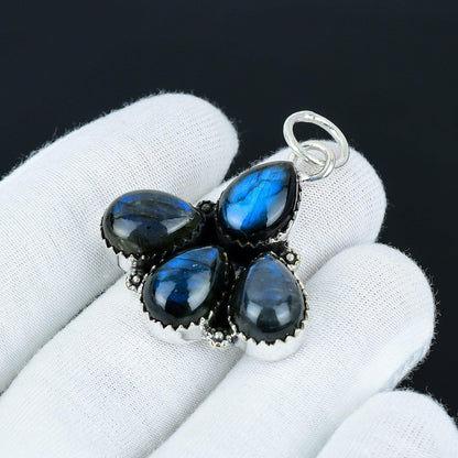Blue Flash Labradorite Teardrop Pendant