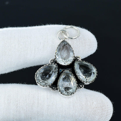 White Topaz Teardrop Sterling Silver Pendant