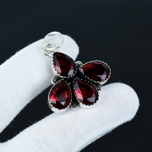 Red Garnet Sterling Silver Pendant