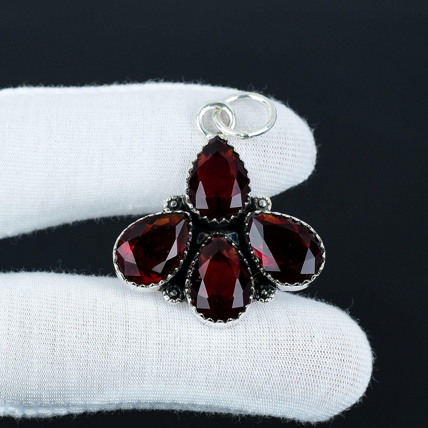 Red Garnet Sterling Silver Pendant