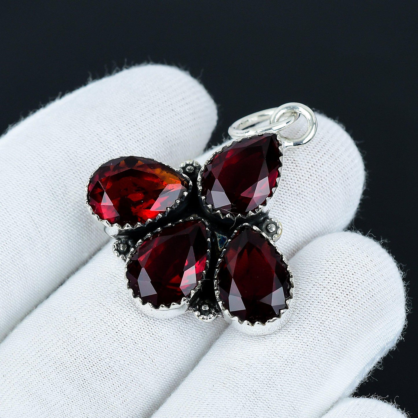 Red Garnet Sterling Silver Pendant