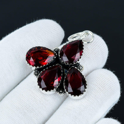 Red Garnet Sterling Silver Pendant