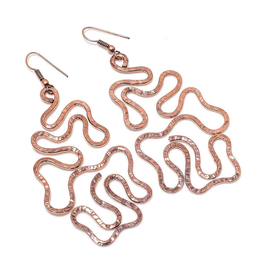 Copper Gemstone Snake Earrings