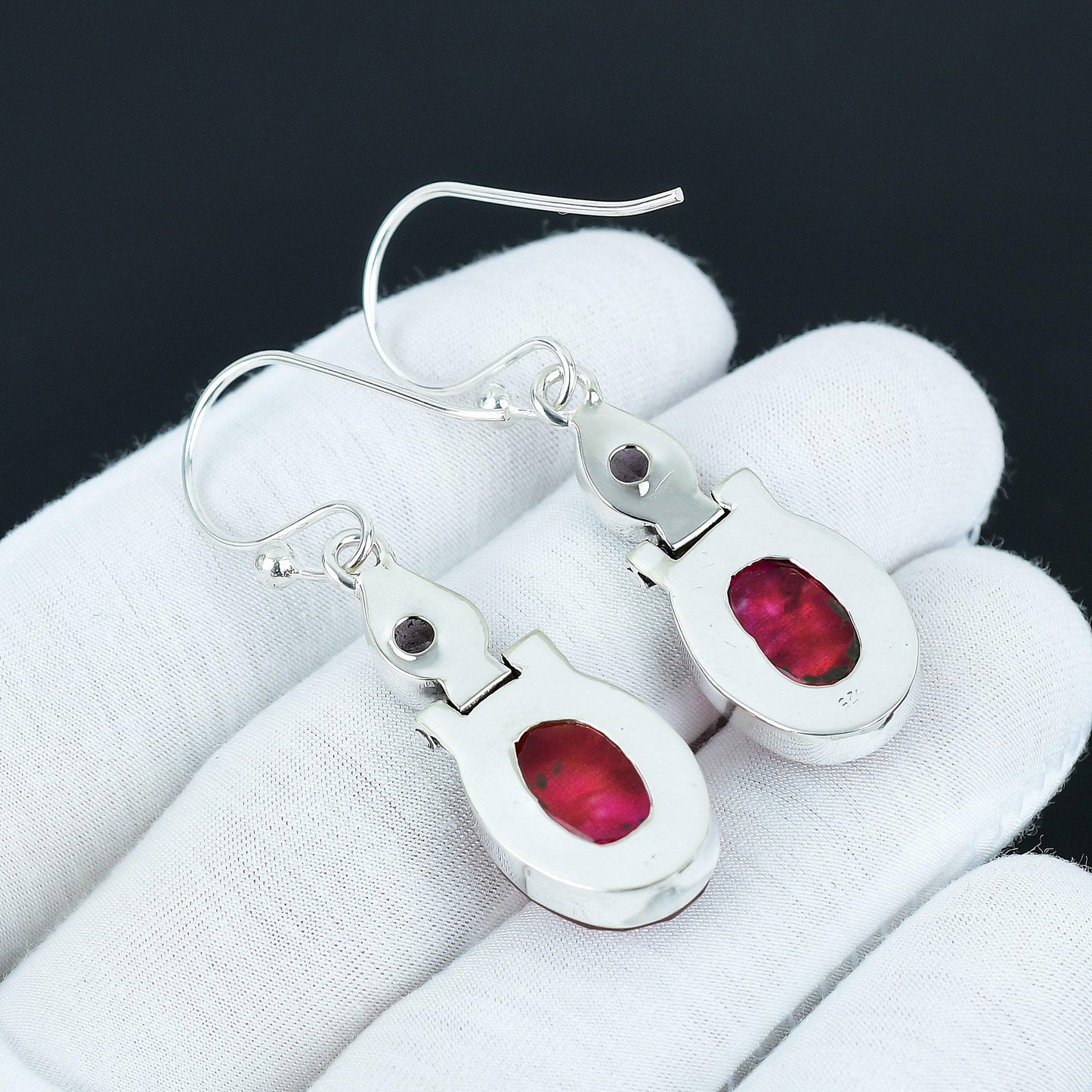 Multicolor Ammolite & Purple Amethyst Gemstone Drop Earrings