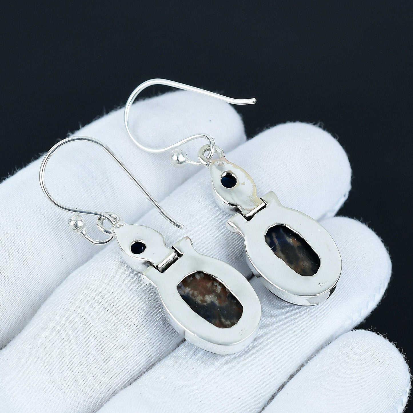 Blue Sodalite & Sapphire Gemstone Earrings