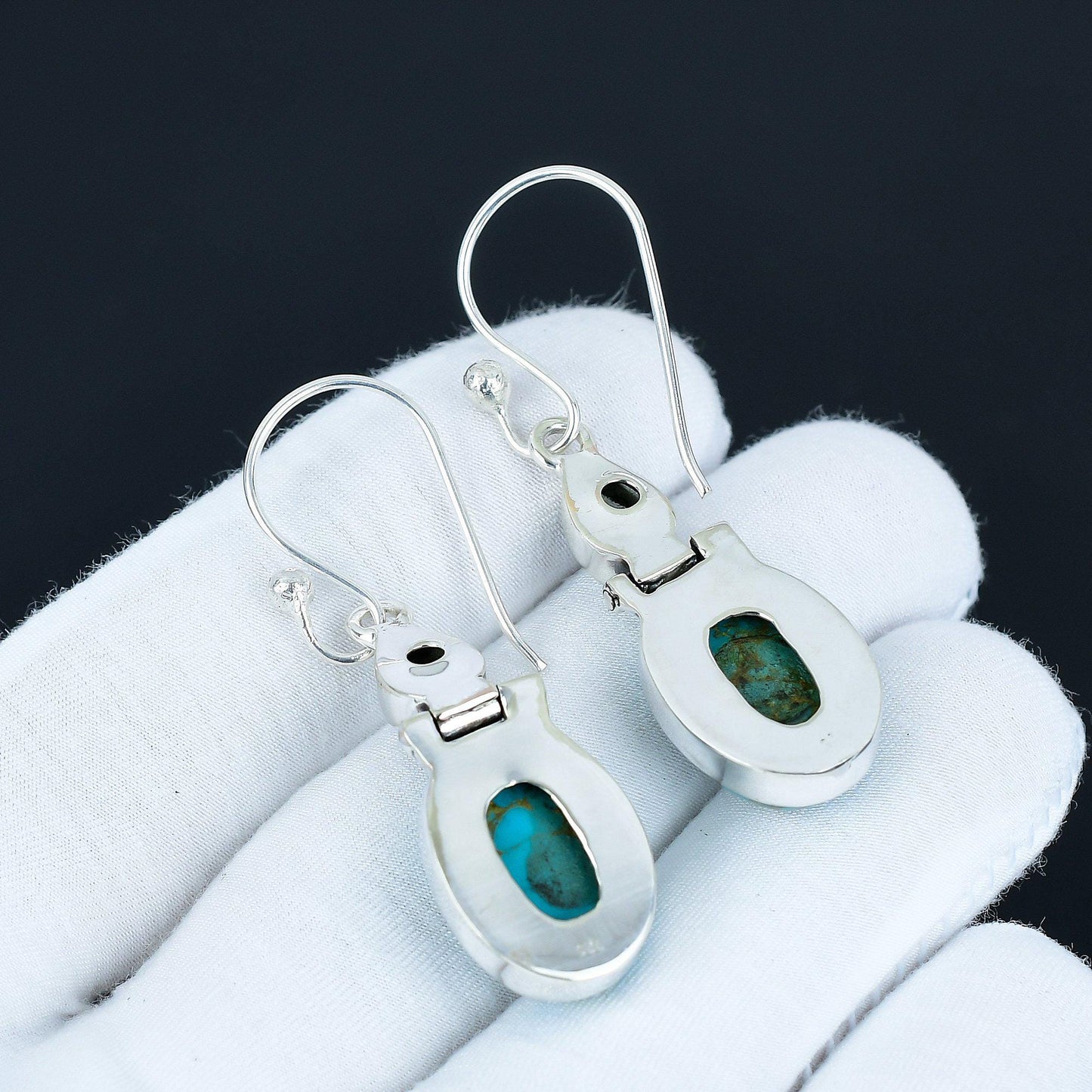 Blue Turquoise & Aquamarine Dangle Earrings