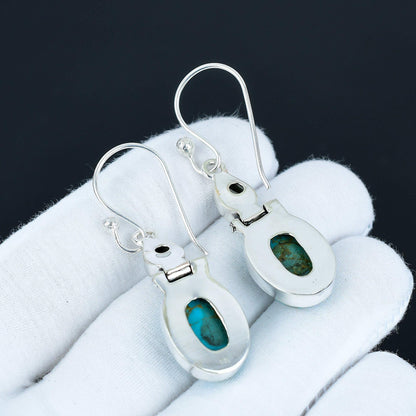 Blue Turquoise & Aquamarine Dangle Earrings