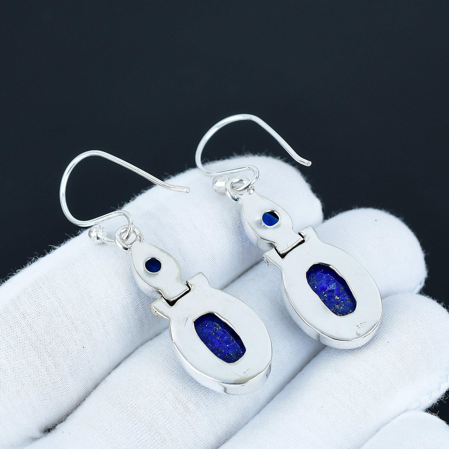 Lapis Lazuli & Blue Sapphire Drop Earrings