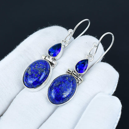 Lapis Lazuli & Blue Sapphire Drop Earrings