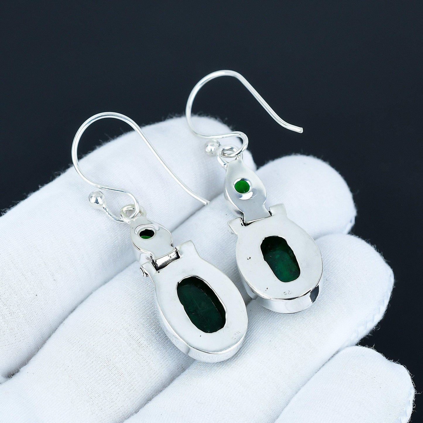 Green Flash Labradorite & Green Tourmaline Drop Earrings