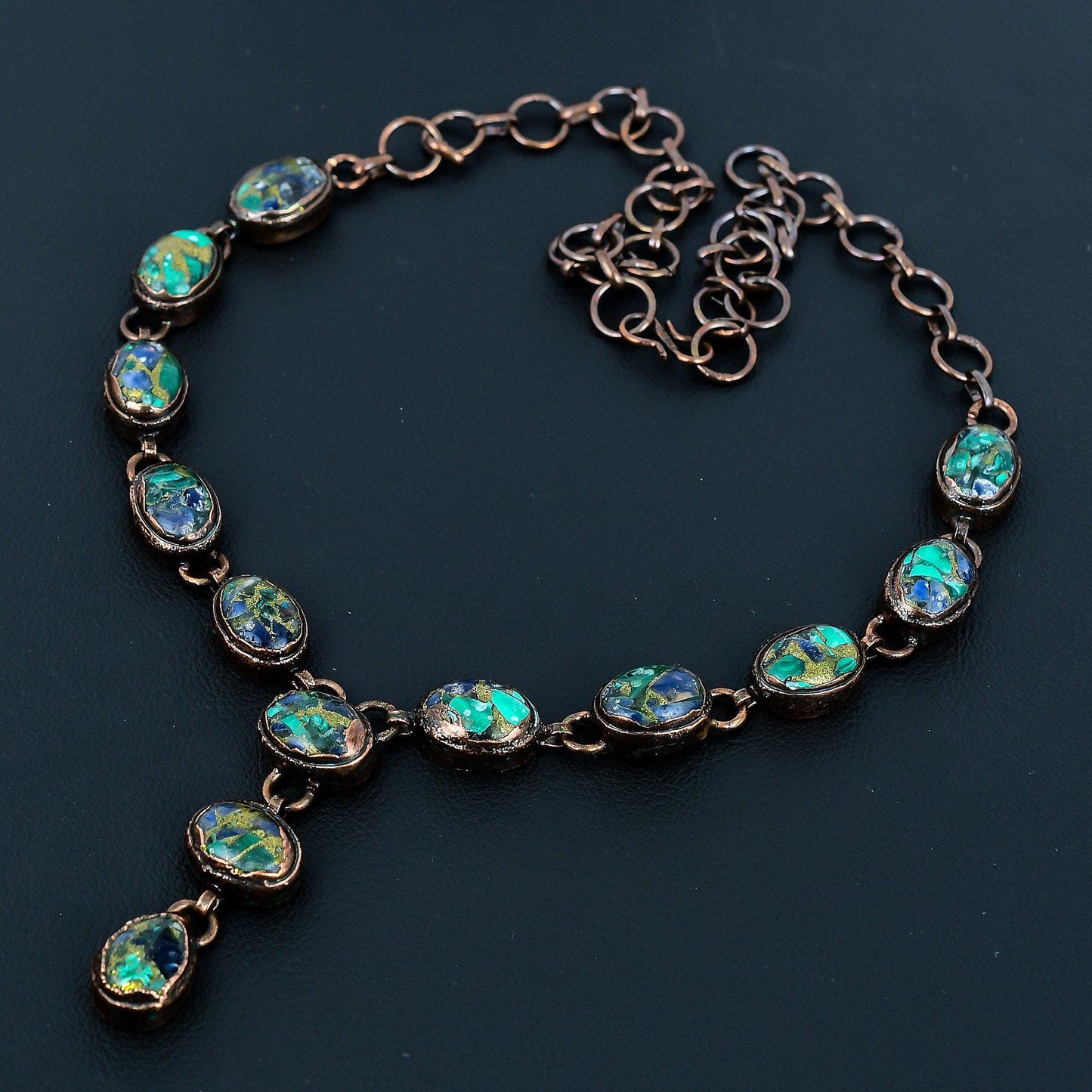 Copper Blue-Green Azurite-Malachite Gemstone Necklace