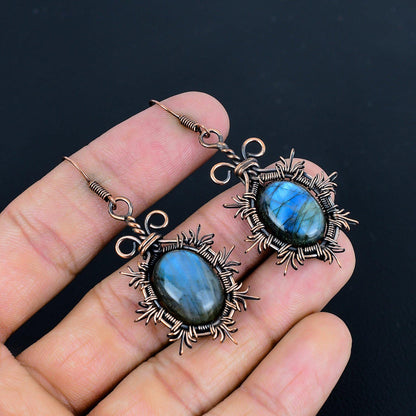 Blue Labradorite Gemstone Earrings