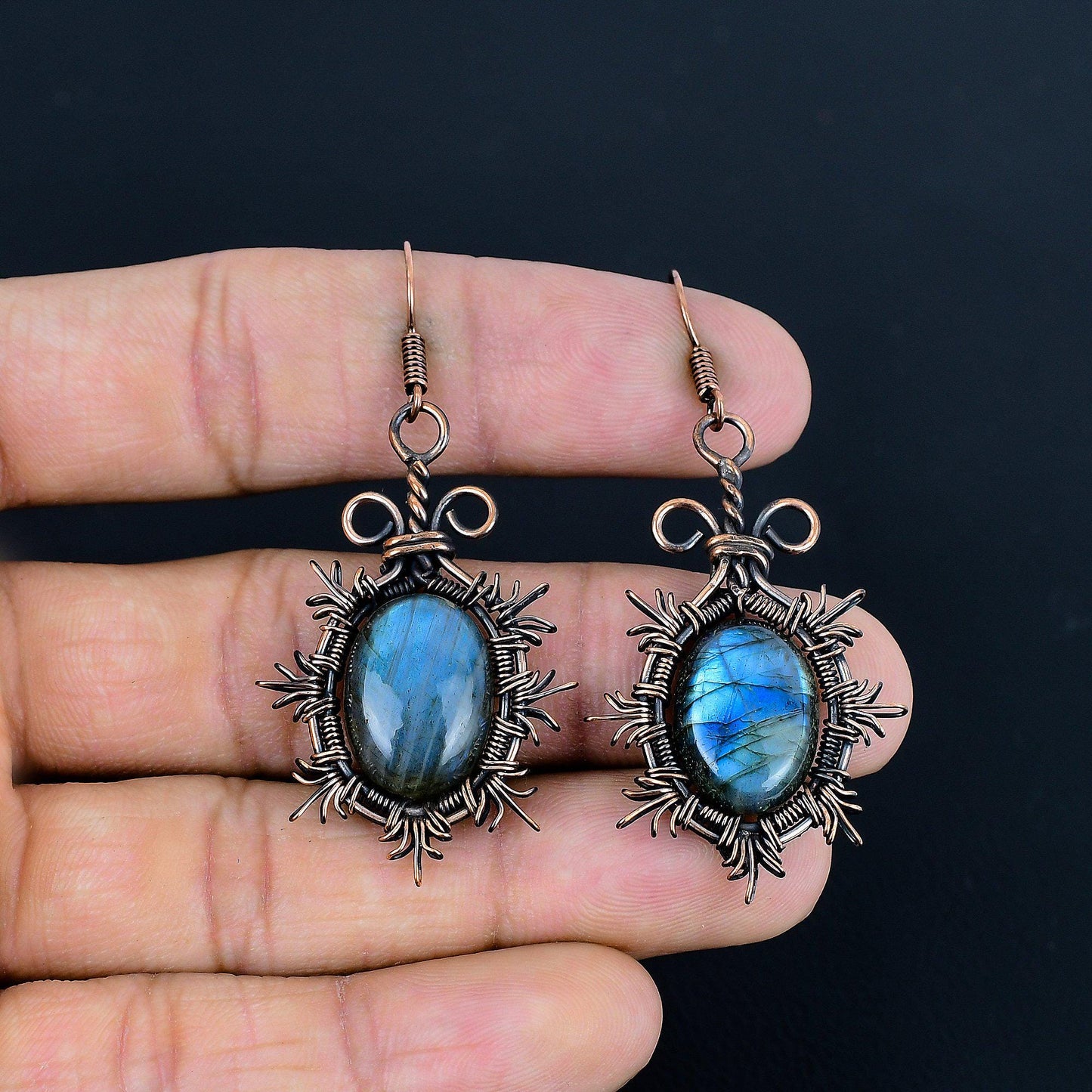 Blue Labradorite Gemstone Earrings