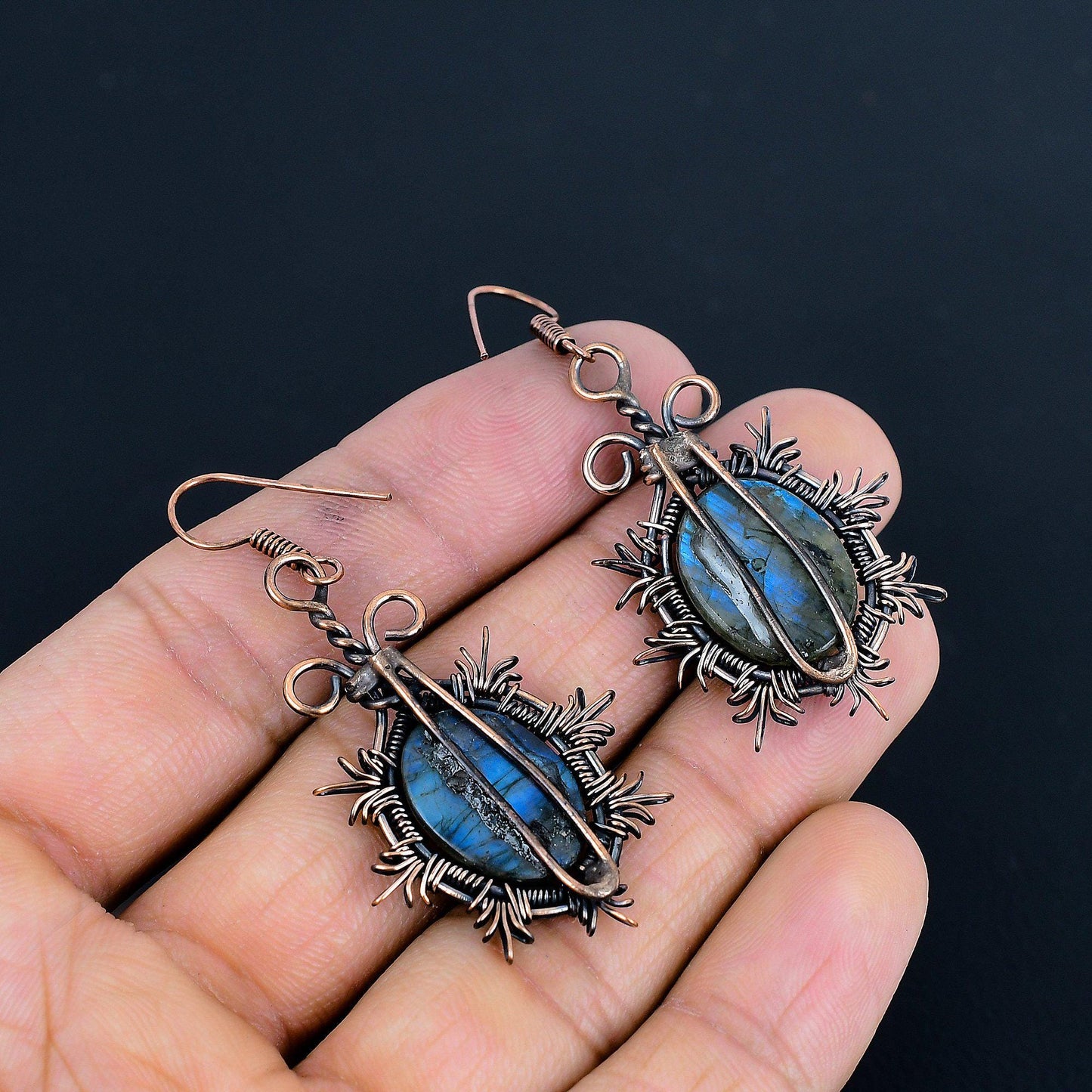 Blue Labradorite Gemstone Earrings