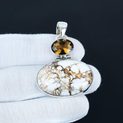 Sterling Silver Smoky Topaz Horse Pendant