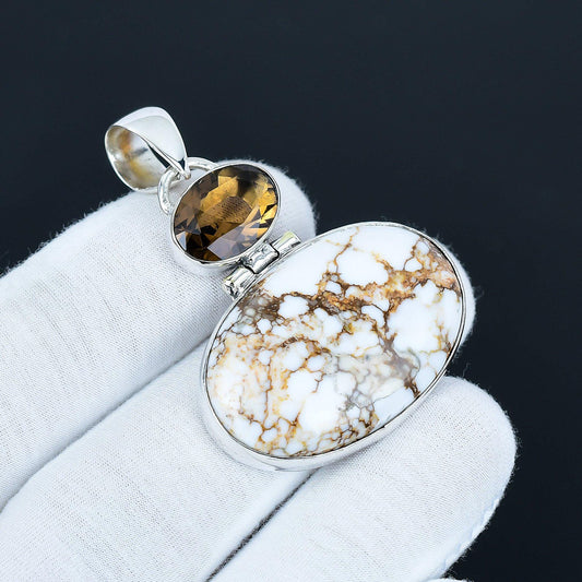 Sterling Silver Smoky Topaz Horse Pendant