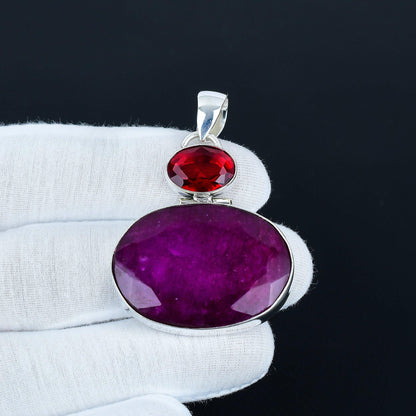 Red Ruby & Garnet Gemstone Pendant