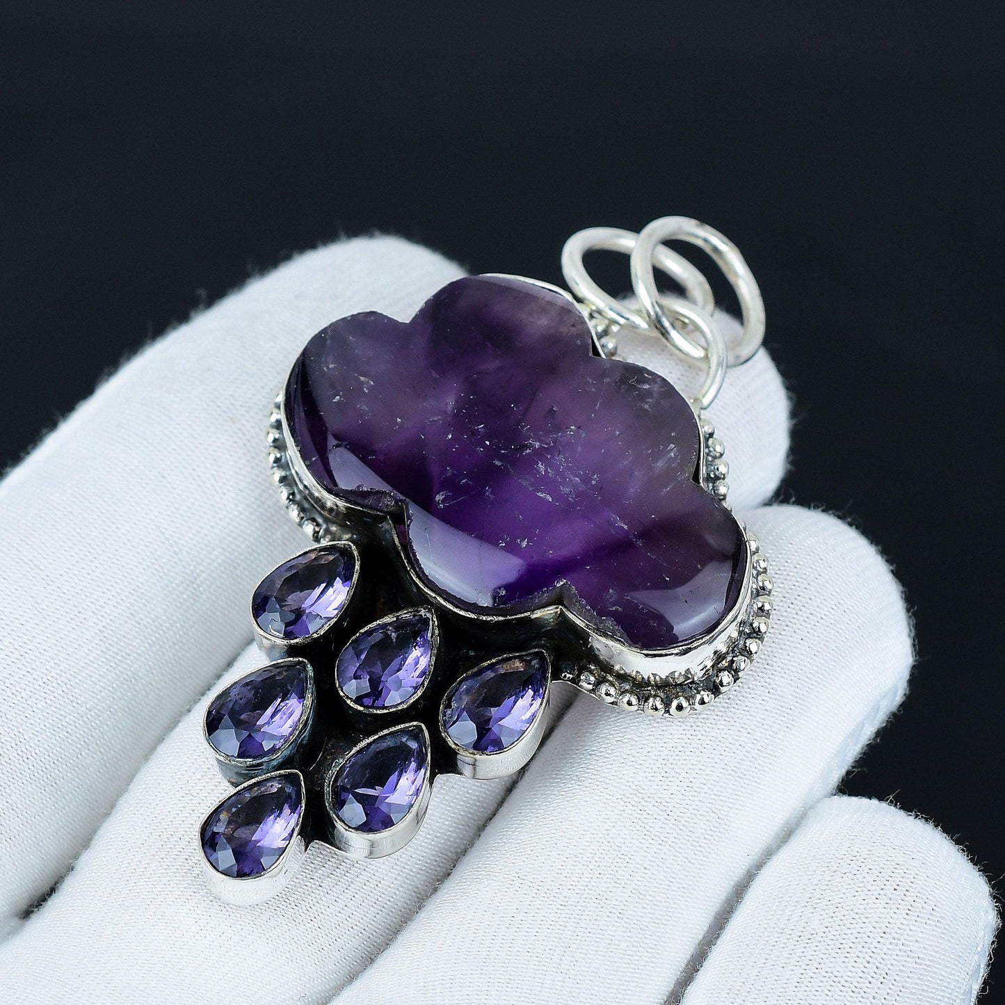 Purple Amethyst Silver Pendant