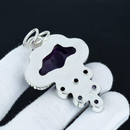 Purple Amethyst Silver Pendant
