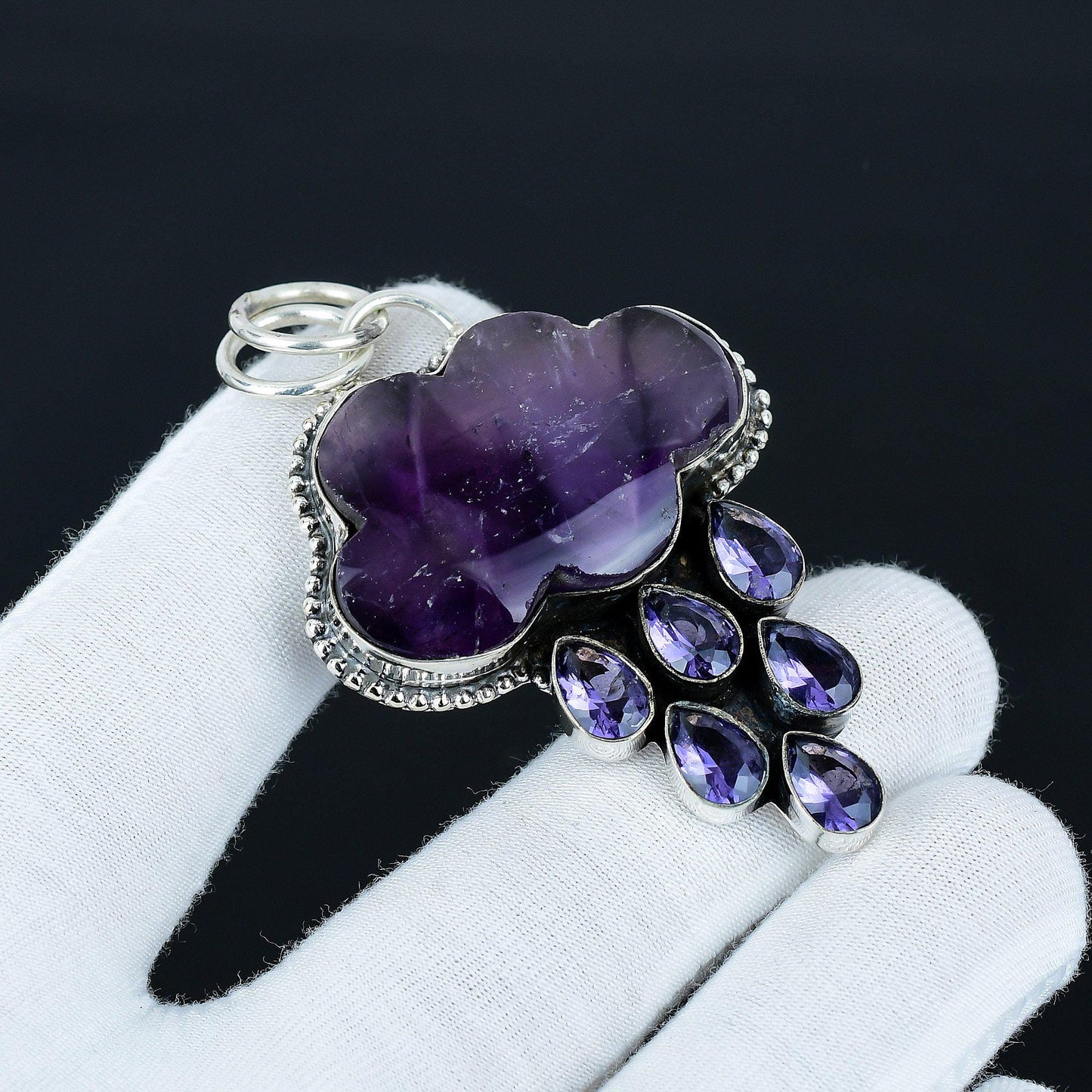 Purple Amethyst Silver Pendant