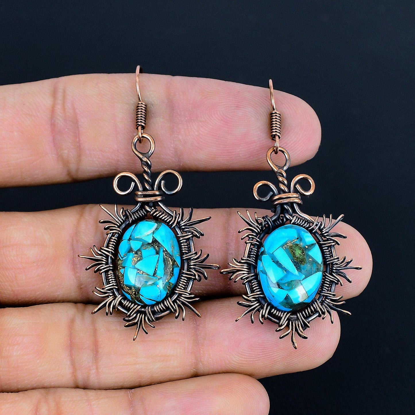 Blue Turquoise Gemstone Earrings