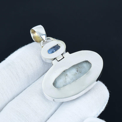 Blue Scheelite & Swiss Blue Topaz Pendant