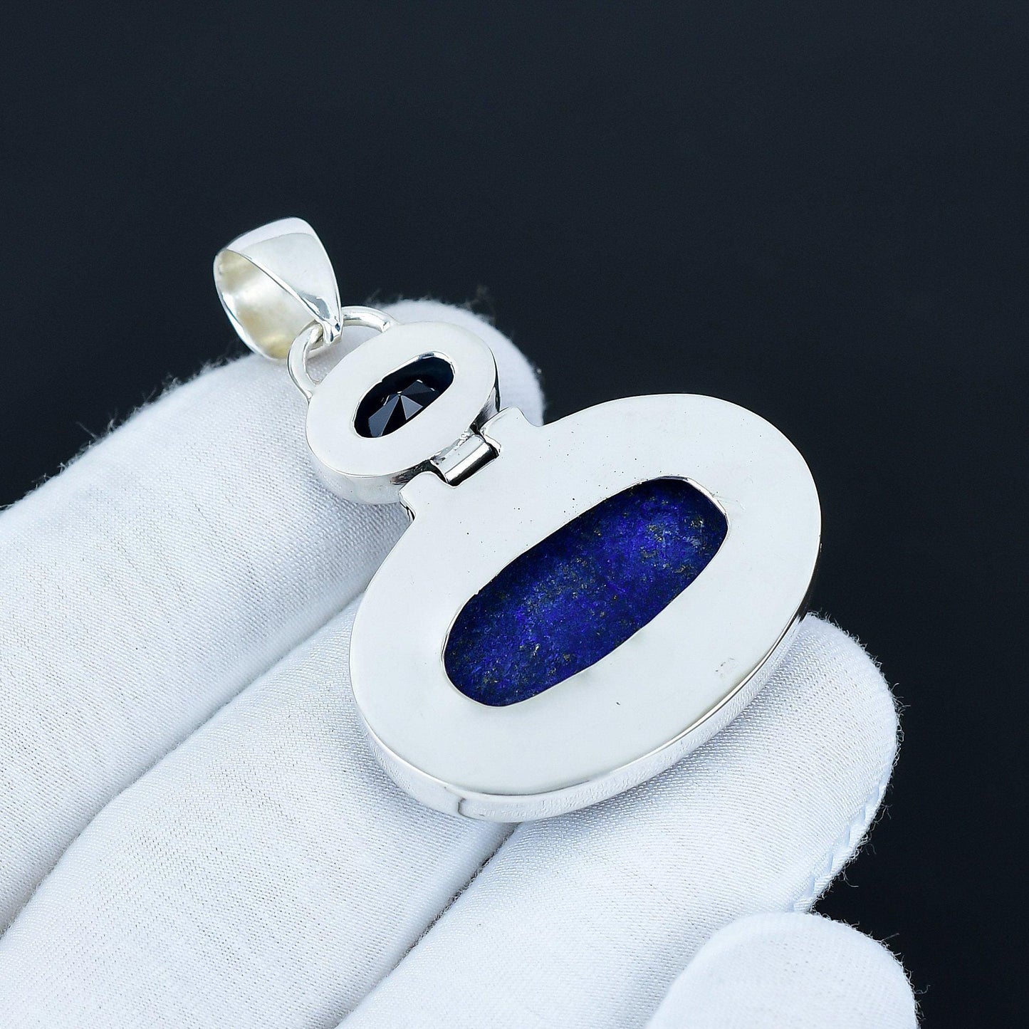 Blue Sapphire & Lapis Lazuli Silver Pendant